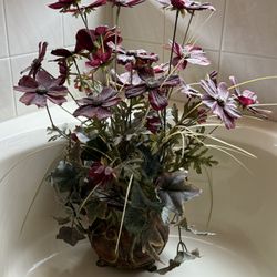 Faux Flowers Display In Vase  