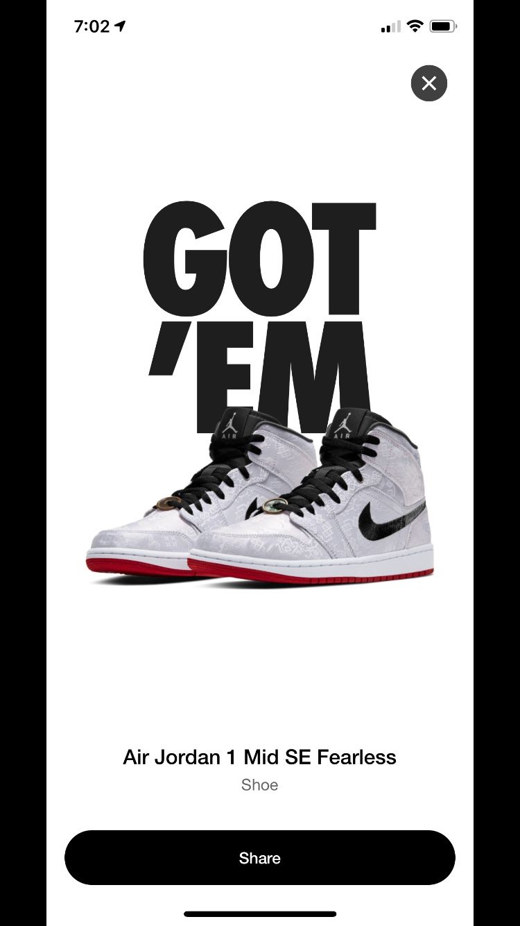 SIZE 8 CLOT X JORDAN 1 MID JUST PURCHASED