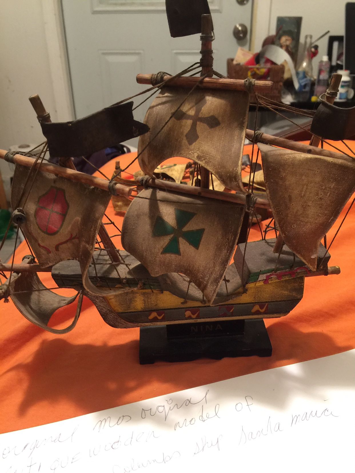 Original COLECTIBLE Antique WODDEN Model Of CRISTOPHER COLUMBUS Ship “ La Niña “