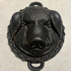 Vintage Cast Iron Cheese Mold. PIG BOAR HOG HEAD FACE