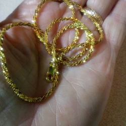 18k Yellow Gold On 925 Sterling Silver Sparkle Chain 18 Inches