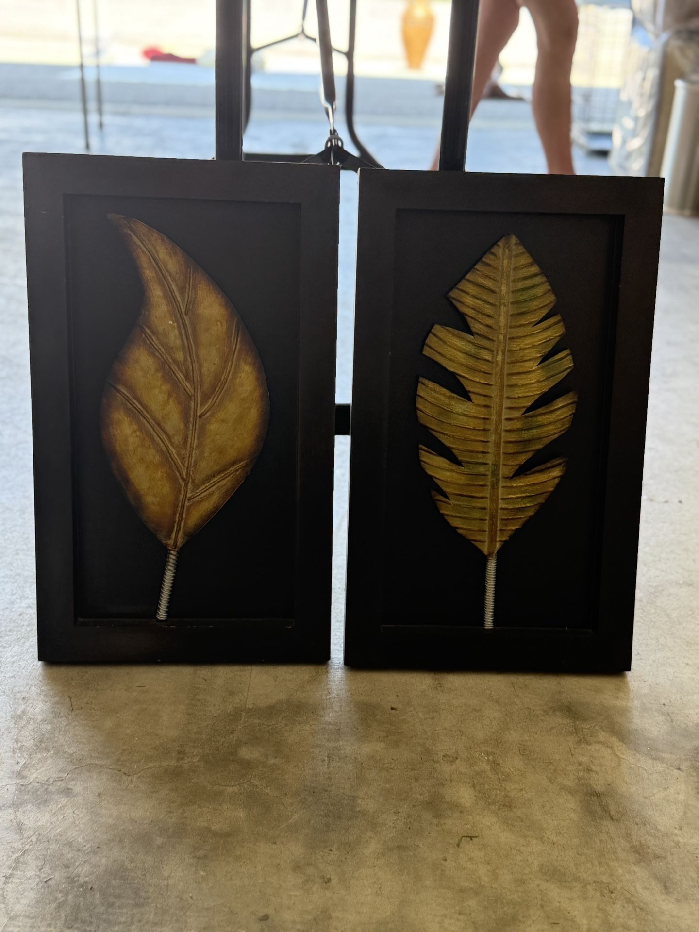 π Set Of 2 Framed Metal Leaf Wall Art β Modern Rustic Decor