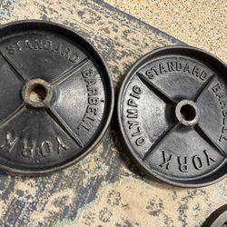 Vintage York Deep Dish 45LB Plates - Rare Mid Century Set