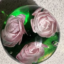 Pink Roses -Glass/Crystal Ball 