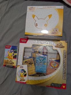 New seal Pokémon 30th Celebrations , ETB, Poster Collection and Booster bundle