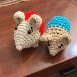 Crochet Christmas Mice Set. 