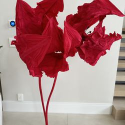 2  Free-Standing Oversized Paper Red Tulip