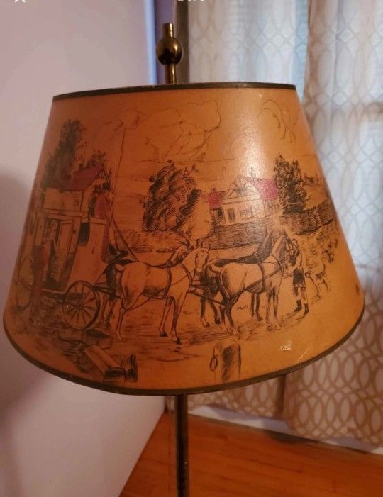 Vintage Floor Lamp with Hand-Painted Shade