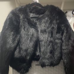 Faux Fur Jacket - Black