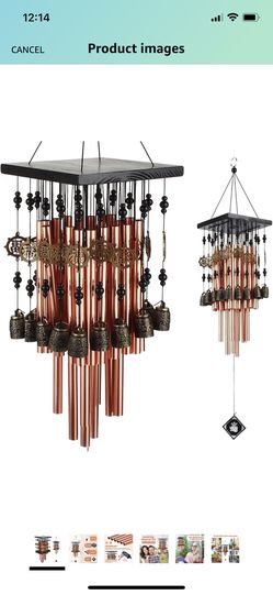 Wind Chimes for Outside,30"Memorial Wind Chimes with 28 pieces Tubes and 16 Copper Bell for Garden,Patio,Window Wind Chime Hanging Decoration, Bronze  Thumbnail