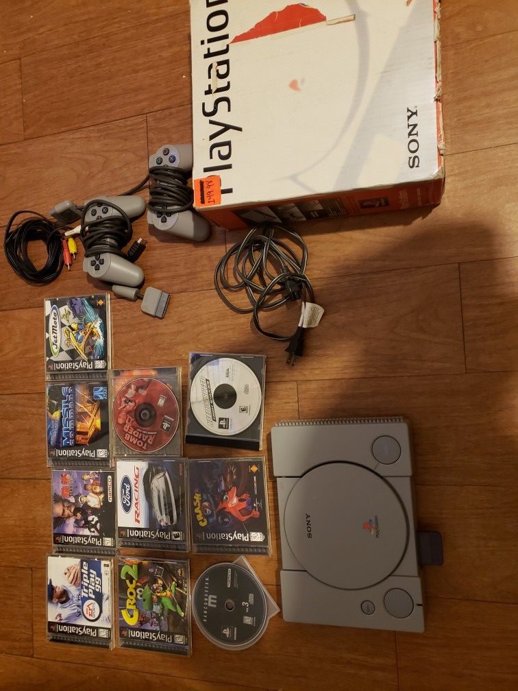 Sony Playstation PS1 w/ games & two controllers