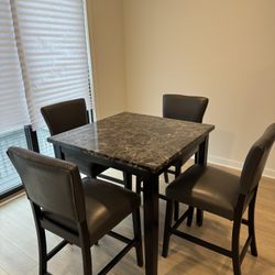 Black Marble Table w/ 4 Chairs