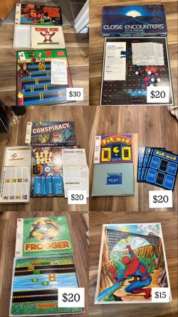 Vintage board games Pac-Man spider man donkey Kong nostalgia pop culture