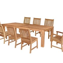 Brand New Solid Teak Outdoor Dining Set For 8