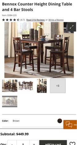 Bennox Counter Height Dining Table and 4 Bar Stools