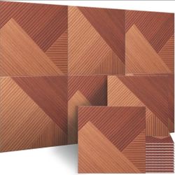 NEW BUBOS 6-Pack Wood Grain Acoustic Wall Panels – 23.6” x 23.6” Peel & Stick