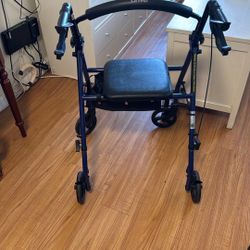 Portable walker with hand brakes