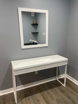 White Vanity Desk with Two Drawers