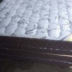 Brand New Queen Size Plush Mattress Included Box Spring.