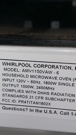 Amana (Whirlpool) Over-the-Range Microwave - White (Model AMV1150VAW)