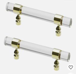 Clear Gold Cabinet Pulls Handles- Set Of 10