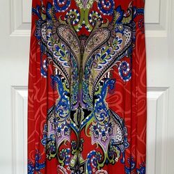 Red Paisley Print Halter Maxi Dress – Size L