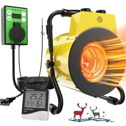 Heater with Adjustable Thermostatic - Outdoor Space Heating Fan for Flower Houses, Grow Tent, Overheating Protection, Fast Heating, Patio & Garage, Ye