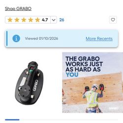 GRABO Cordless Powered Vacuum Suction Cup Lifter with Battery 375-lb Load Capacity Plastic Panel/Pav