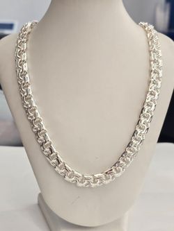 925 Sterling Silver Chino link Chain 11.4 mm 26 Inch