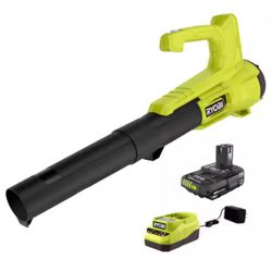 RYOBI ONE+ 18V 90 MPH 250 CFM Cordless Battery Leaf Blower/Sweeper with 2.0 Ah Battery and Charger=Ryb-127