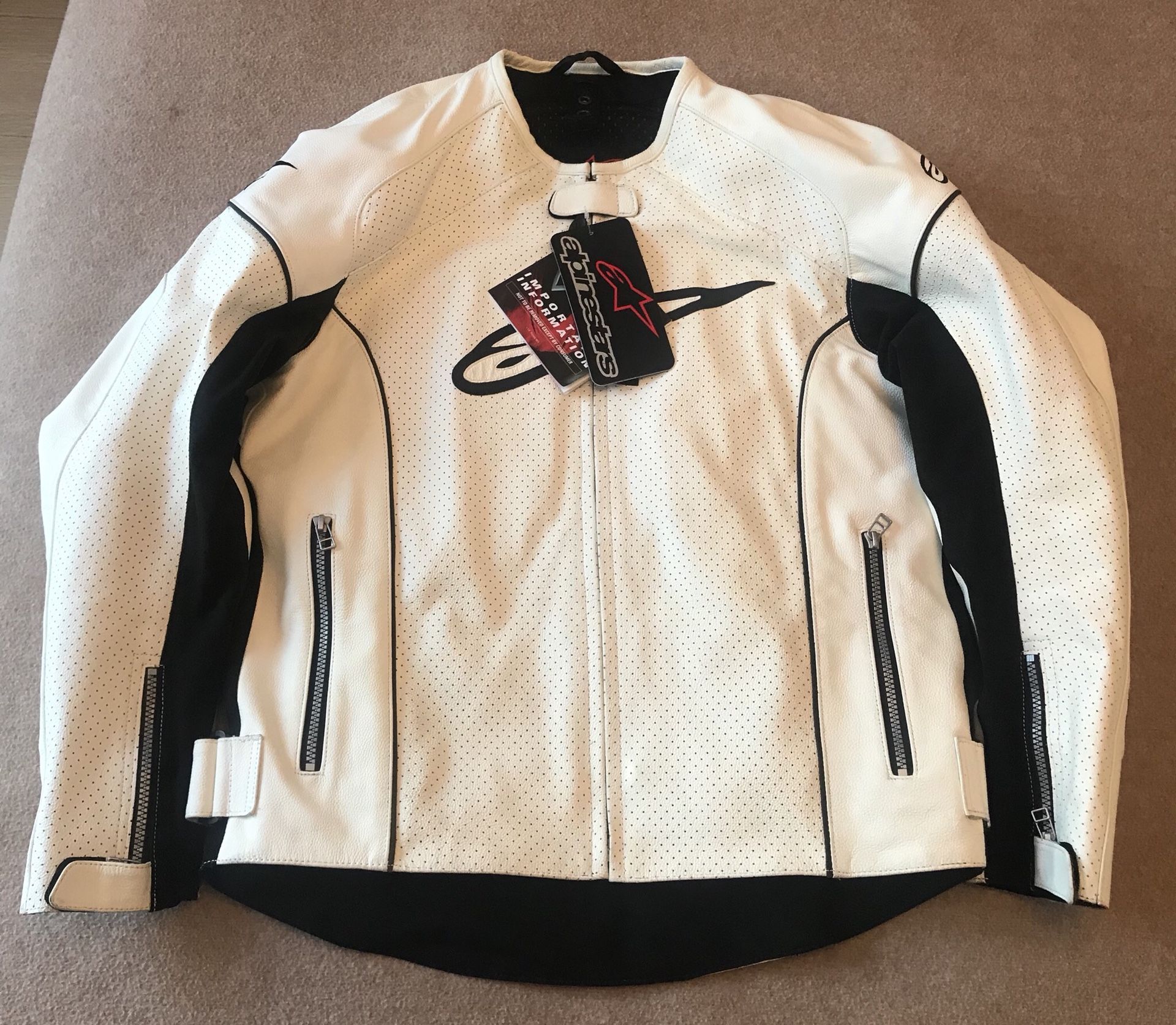 BRAND NEW ALPINESTARS TZ-1 RELOAD PERFORATED LEATHER RACING MOTORCYCLE JACKETS SIZE US 42