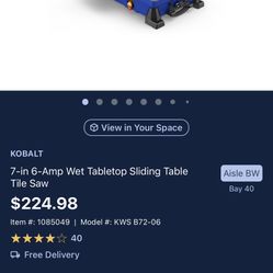 Kobalt Tile Wet Saw