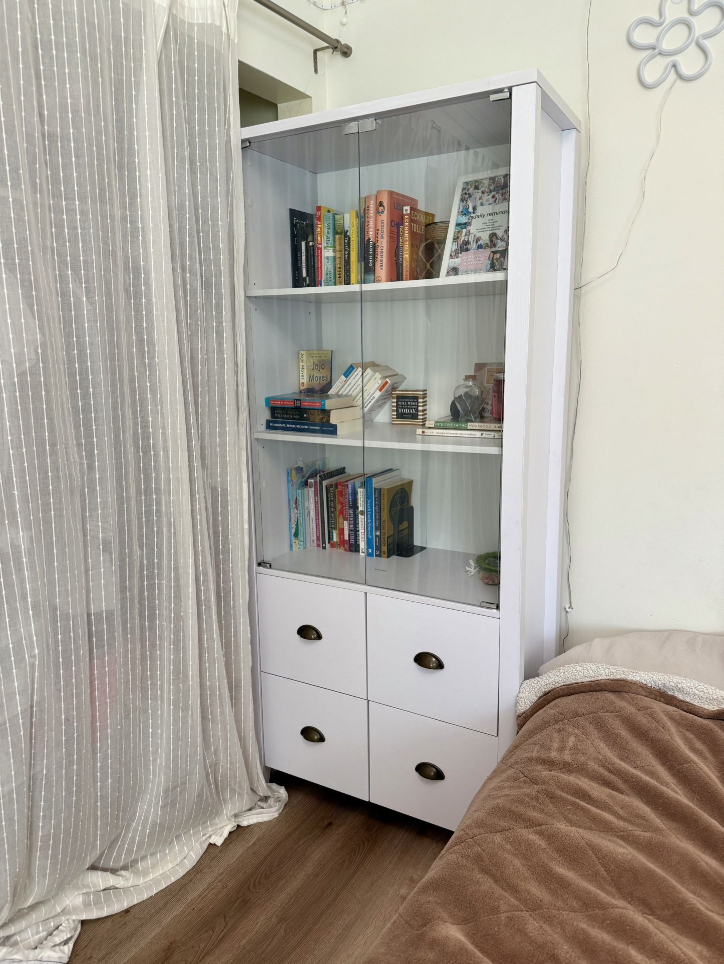 White Bookshelf With Glass Doors