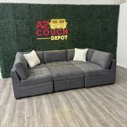 New Gray Sectional Modular Couch - Free Delivery