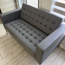 Gray Leather Couch 