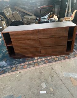 6-Drawer Wood Dresser with Side Shelves