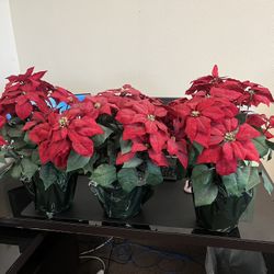 RED POINSETTIAS ARTIFICIAL FLOWERS