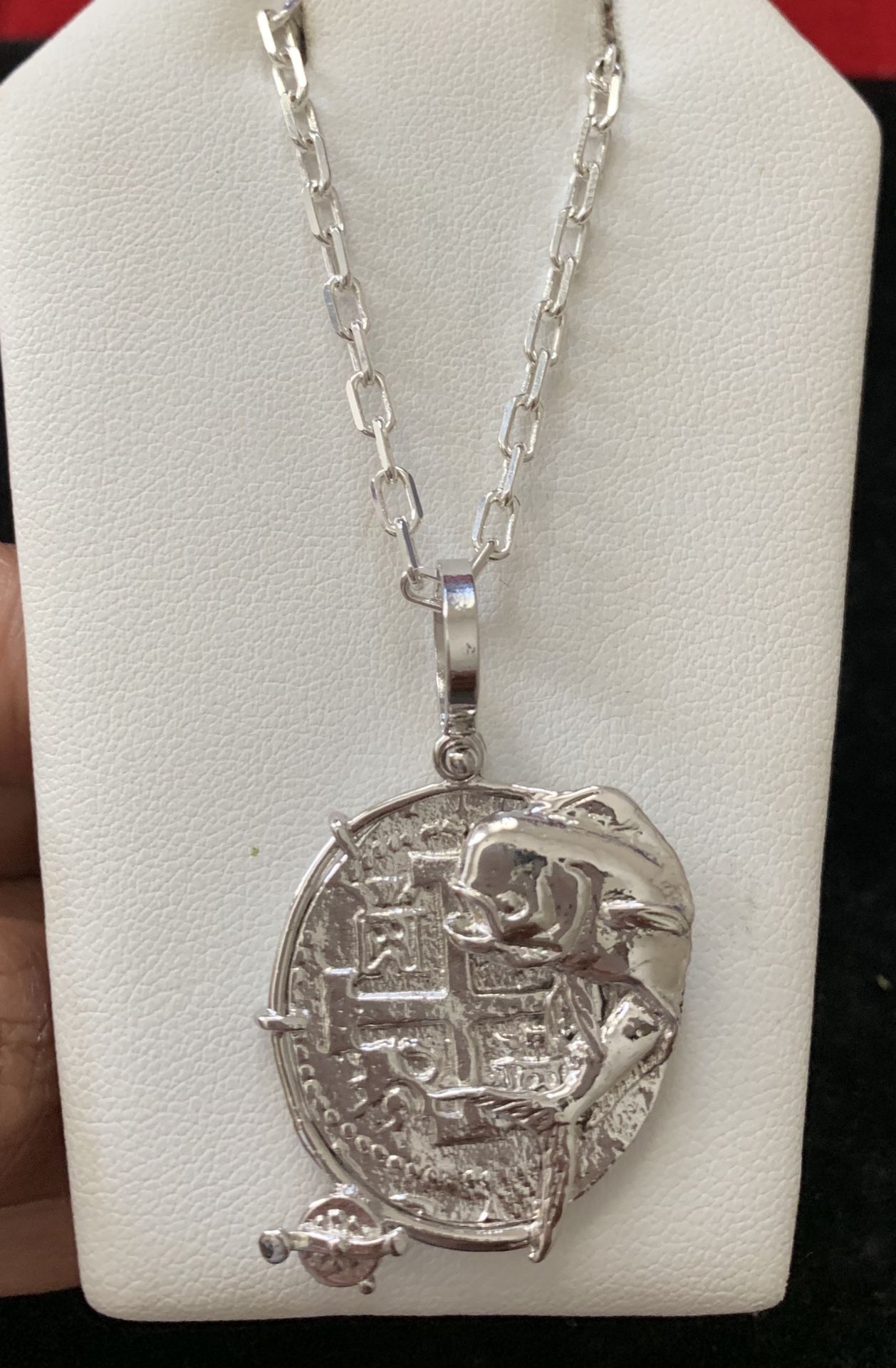 Atocha silver Mahi Mahi coin pendant with silver chain