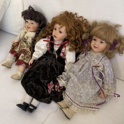 Three Vintage Porcelain Dolls 