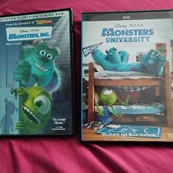Monsters Inc Collectors Edition & Monsters University Both Disney Pixar