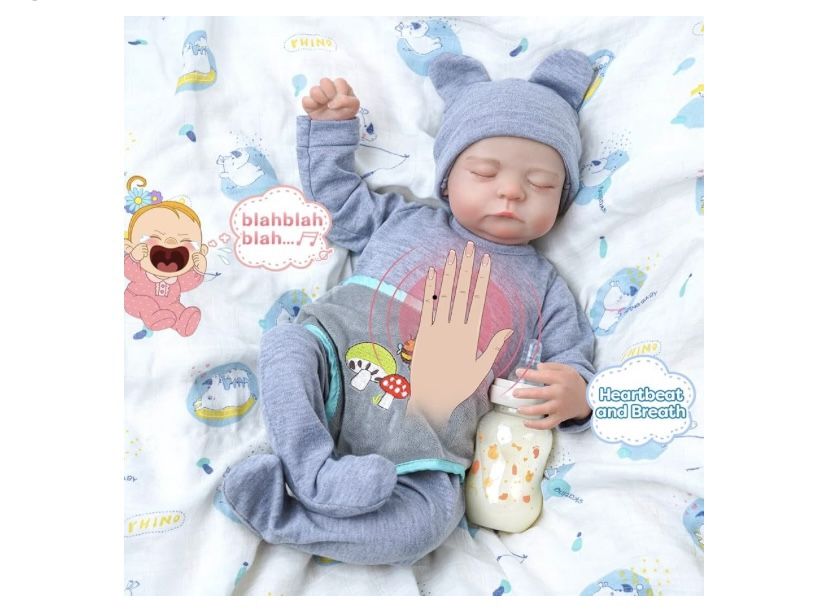 JIZHI 17'' Interactive Reborn Doll-3 in 1 Lifelike Reborn Baby Dolls with Heartbeat and Coos - Breathable Realistic Newborn Baby Dolls Soft Cloth Body