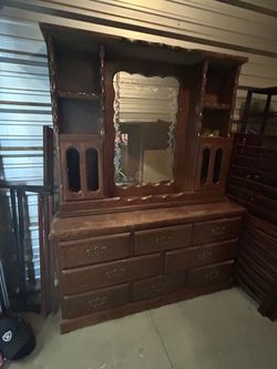 Cherry Oak Wood Bedroom Set of 5