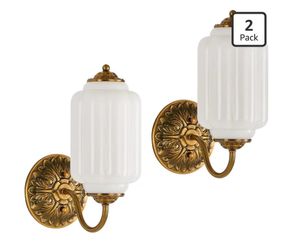 (Brand New in Box)  Vintage Wall Sconce, 2 Pack White Milk Glass Light Fixture, 5.5In Art Deco Antique Wall Sconce for Bedroom Bathroom Living Room Ha