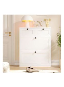 ❤️‍🔥 B) Shoe Cabinet with 2 Flip Drawers & 2 Drawers,