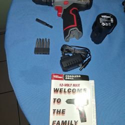 New 12v Hyper Tough Drill Comes With Bits And Manual And Charger With Battery Firm Price $40
