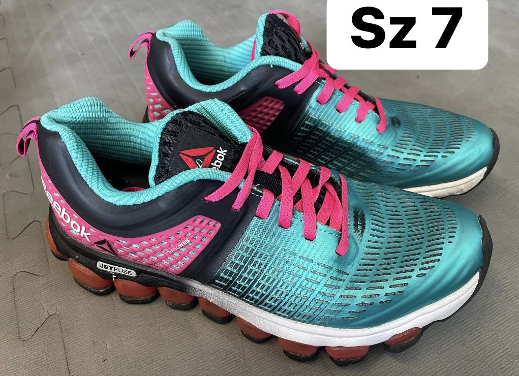 Reebok Nanoweb Jetfuse Running Shoes Teal Pink Sneakers Women's Size 7 Like NEW