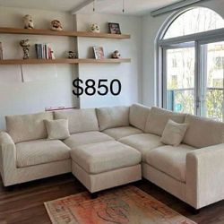 99x99 Sectional Couch With Ottoman / Free Delivery 