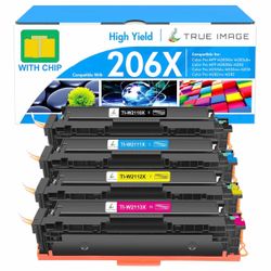 206X Toner Cartridges 4 Pack High Yield: MFP M283fdw M283cdw M255dw 206A 206 Set Compatible for HP 206X for HP Color LaserJet Pro M283fdn M255nw M282n