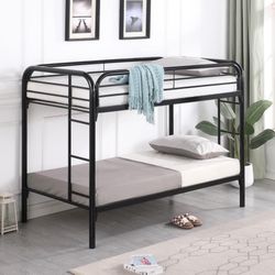 METAL TWIN OVER TWIN BUNK BED BLACK Mattress Not Included