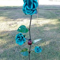 Metal Turquoise ROSE Decoration (Yard Art) $40 cada una